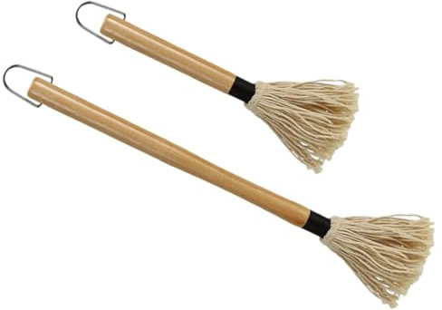 DIYEAH Set 2 Pezzi Pennello per Barbecue in Cotone e Legno Spazzolone per Imbastire Distribuzione Uniforme di Olio Adatto per Grigliate Arrosti e Cottura in Forno Lavabile in