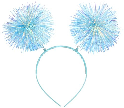 UKCOCO Pompon Haarreif mit Flexiblen Antennen Blaues Party Stirnband für Geburtstagsfeiern Silvester und Valentinstag Festliches Kopfschmuck Accessoire für Damen und Teenager