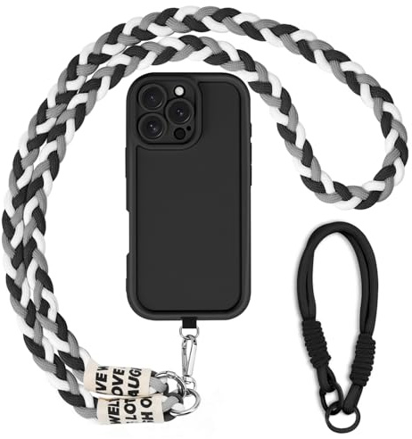 AICISINGN Handyhülle für iPhone 11 Pro Hülle mit Band und Armband, Handykette Schutzhülle mit Schnur Schwarz Kordel zum Umhängen TPU Weiche Cover Case für iPhone 11 Pro, 07