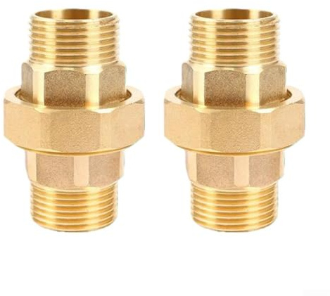 Hosrivae 2 x Außengewinde-Rohrverschraubungen aus Messing, 1/2 Zoll 3/4 1 Zoll Außenanschluss, Heizung, Sanitärsysteme, Leckdichtung (2,5 cm)