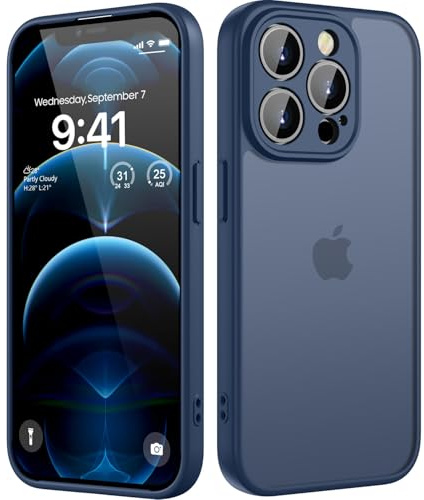 HGH für iPhone 12 Pro Max Hülle, Dunkelblau | Vollständiger Kameraschutz Stoßfest Kratzfest Anti-Fingerabdruck Transluzente Rückseite Matt Handyhülle für iPhone 12 Pro Max