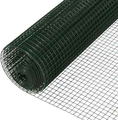 DARDVORLAG Feinmaschiger Maschendrahtzaun Hasendraht 1x25 m, Volierendraht Kaninchendraht Feuerverzinkt & PVC-beschichtet Stabiler Drahtzaun für Kleintiere Garten Pflanzen Volieren (Grün 25m)