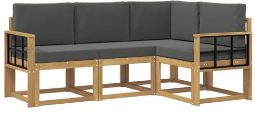 vidaXL Outdoor-Sofagarnitur mit Kissen 4 pcs Weiß und Anthrazit, Garten, modernes Sofa für draußen, Elegante Lounge, strapazierfähige Möbel für Terrasse und Patio
