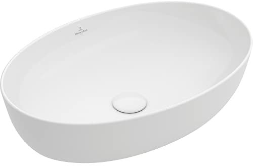 Villeroy & Boch Aufsatzwaschtisch Artis oval - modernes Aufsatzwaschbecken mit CeramicPlus - Waschschale aus robusten und langlebigen Keramik, alpinweiß