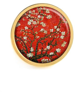 Bague Cabochon Van Gogh – Les Cerisiers en Fleurs Rouges