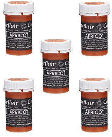 Sugarflair Apricot Pastel Food Colouring Paste, Highly Concentrated for Use with Sugar Pastes, Buttercream, Royal Icing or Cake Mix, Subtle Colour Dye - 25g (Pack of 5)