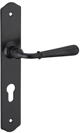 THIRARD - Ensemble de poignées pour porte d'entrée Charon trou de cylindre, carré 7mm, entr'axes 195mm, acier patiné