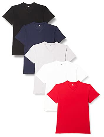 Lower East Hombre Mit V-ausschnitt Camiseta Not Applicable, Multicolor (Schwarz/Grün/Navy/Rot/Gr Melange/Weiß Schwarz/Grün/Navy/Rot/Gr Melange/Weiß), Small