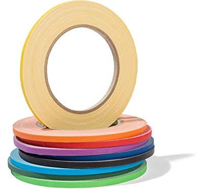 Modulor Gewebeband-Set Gaffa, beschichtetes Klebeband im Rainbow-Set, 9 Rollen starkes Gaffa-Tape, je 5 mm Breite x 25 m Länge, rot/orange/gelb/hellgrün/grün/hellblau/blau/lila/schwarz