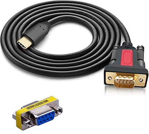 ELECABLE USB Type C to RS232 DB9 Serial(9-Pin) Converter Adapter Cable 5ft with a Male to Female Connector, Compatible with MAC OS, Windows, Android, Linux Type C Device (USB C)