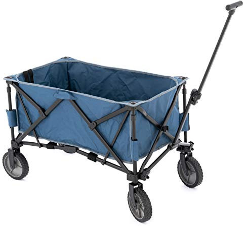 Bollerwagen Handwagen Faltwagen Gartenwagen Leiterwagen klappbar 90x52x32cm graublau, 135 l Fassungsvermögen – belastbar bis 200 kg Picknickwagen