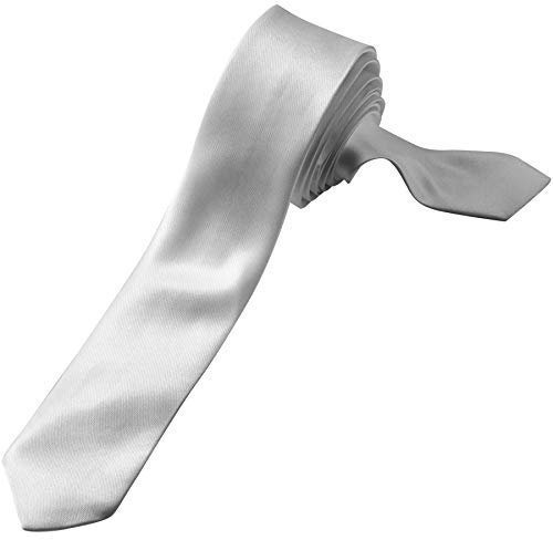 dressforfun 901020 Einfarbige Krawatte für Damen und Herren, glänzender Schlips in Einheitsgröße, schmale Krawatte für Party Kostüm Fasching Alltag Business - diverse Farben - (grau | Nr. 303681)