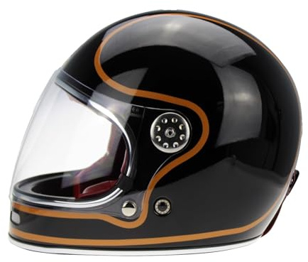 ViPER F656 Integralhelm ECE 22.06 Zertifiziert – Vintage Motorradhelm für Männer & Frauen, Vollvisier Helm für Motorrad & Roller, Touring & Urban Safety Helmet (Black/Copper, M)