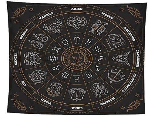 izielad 12 Sternbild Sternzeichen Vintage Wandteppiche Hippie Astrologie Boho Horoskop Wandteppich für Raum 73X95CM 28.7X37.4IN