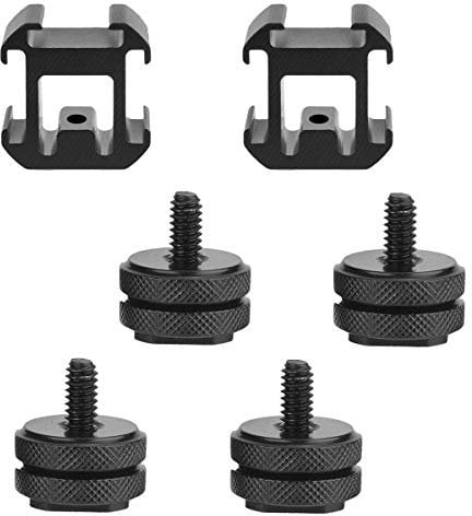 Goysen 4 Pack Hot Shoe Mount to 1/4-20 Tripod Screw Adapter, with 2 Pack Triple Hot Shoe Mount Rotary Connector for LED Monitors, Microphones, Audio Recorder & Studio Flash Video Camera