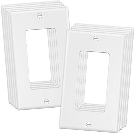 1-Gang Wall Plate Decorator Switch Cover Receptacle Outlet Cover Plates for Light Switches, Dimmers, GFCI, Receptacle, USB Outlet, White (10-Pack)