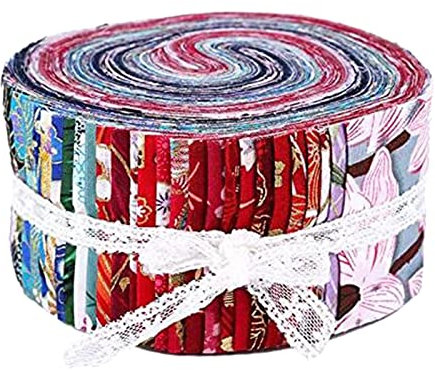 perfeclan 36 Stück Jelly Rolls Stoff, 6,25 x 100 cm Jelly Roll Up, Baumwollstoff, Blumen Jelly Rolls Stoffstreifen Baumwolle Jelly Rolls Patchwork Stoffe für Patchwork, Näharbeiten, Handwerk - Blüte