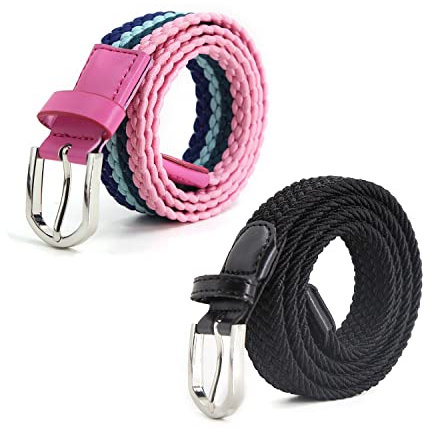 AnJuHoPa Kinder Gürtel Elastik- gürtel stretch Gürtel für Jungen Mädchen,Mehrfarbiger stoffgürtel Damen 2,5 cm breite 80 cm länge mit Metallschnalle