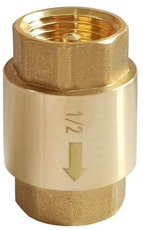 Uenede Massives Messing-Inline-Rückschlagventil, 1,27 cm Innengewinde, Rücklaufsperre, verhindert Wasserrückfluss