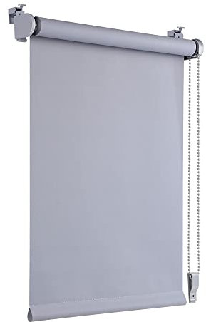 OBdeco Blackout Roller Blind, Thermal Blind, 50 x 160 cm (Fabric Width 46 cm), Light Grey, No Drilling Required, with Same Colour Coating, Oeko-Tex Standard 100, Privacy Screen, Sun Protection for
