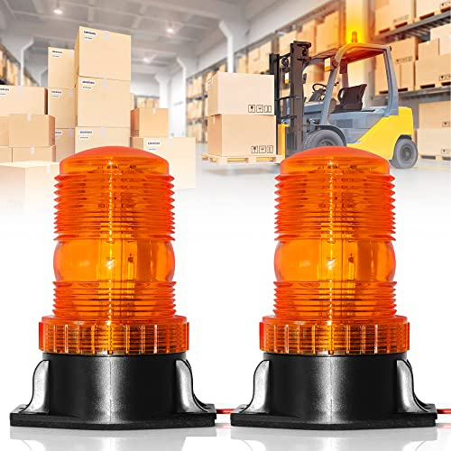 2PCS LED Warnleuchte, 10-110V LED Gabelstaplerleuchte Gelb Rundumleuchte Orange für Auto LKW Gabelstapler