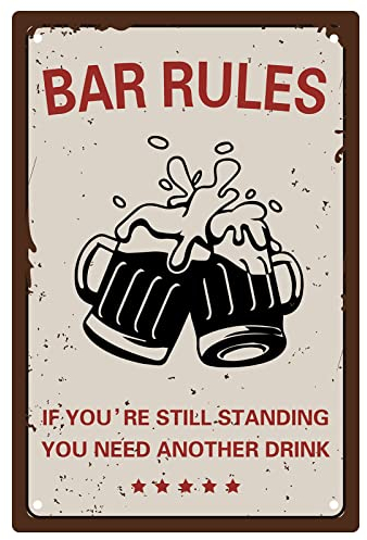CREATCABIN Bar Rules Sign Vintage Tin Signs Funny Metal Tin Sign Wall Art Garden House Plaque for Home Garden Kitchen Bar Pub Living Room Office Garage Poster Plaque 8 x 12inch