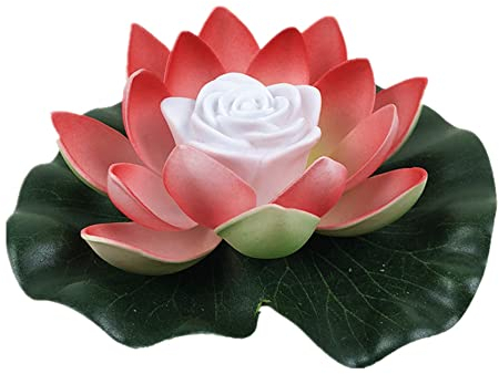 Solarleuchte 18cm LED Lotus Laterne Wasserlaterne Schwimmlaterne Solarlampen für außen Wasserdichte Garten Pool Licht Teichlicht Künstliche Seerose Licht für Garten Schwimmbad Brunnen Aquarien (Rot)