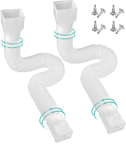 PXCAYFF Confezione da 2 estensioni flessibili per grondaia, deviatore estensibile da 53,3 cm a 147,3 cm. Connettore per tubo di scarico estensibile per la maggior parte dei pluviali residenziali
