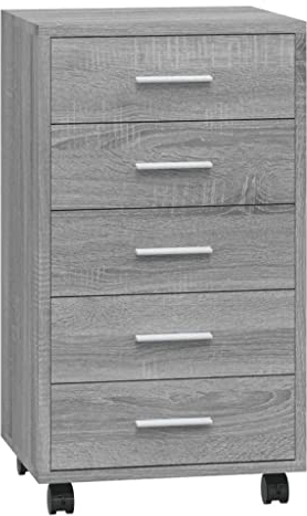 vidaXL Armoire à Tiroirs avec Roulettes Armoire de Rangement Organisateur Meuble de Bureau Chambre d'Enfant Intérieur Sonoma Gris Bois d'Ingénierie