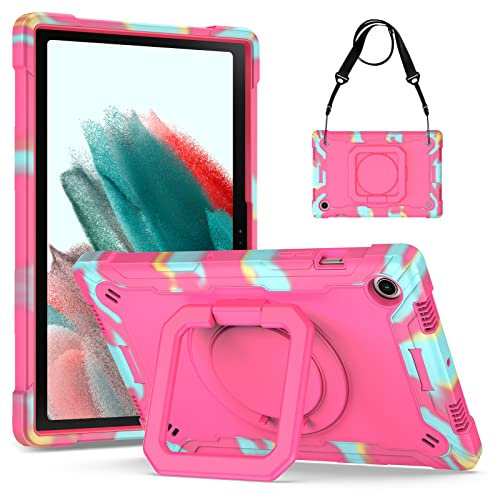 KATUMO Case for Samsung Galaxy Tab A8 10.5 inch (SM-X205N/X200N/X207) Heavy Duty Shockproof Protective Cover (360°Rotatable Stand & Detachable Adjustable Shoulder Strap )Kids case for Galaxy Tab A8