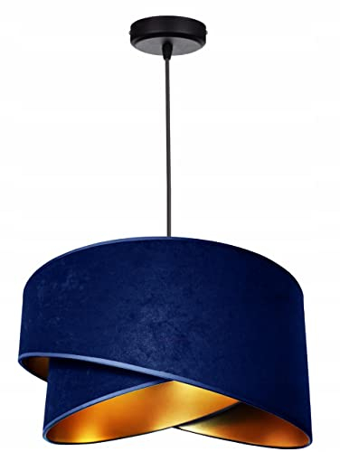 FKL DESIGN Home Deco – Pendelleuchte Esstisch – Hängeleuchten & Pendelleuchten – Deckenlampe Hängend – Lampenschirm Hängelampe- Esszimmerlampe, Wohnzimmer, Küchenlampe, Dunkelblau - E27, Serie TAD31