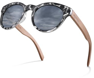 MIAROZ Sonnenbrillen Holz,Sonnenbrille Damen,Walnuss Holz Sonnenbrille Polarisiert UV400-Schutz (Grau)