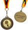 Pokal-Fabrik - Volleyball-Medaillen 10er Set Metall mit Wunschtext - Volleyballmedaille golden zum Umhängen für Siegerehrungen - Medaillen Kinder mit Deutschlandband & Emblem für Vereine & Turniere