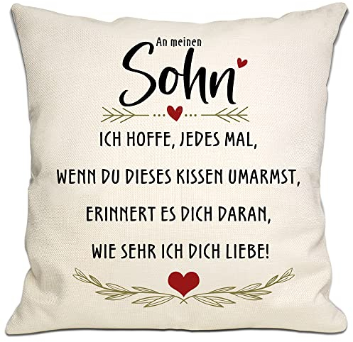 Bommex Sohn Geschenk von Mama Papa - 'Ich hoffe, jedes Mal, wenn Sie umarmen, dieses Kissen erinnert Sie daran, wie viel ich Liebe Dich' Kissenbezug für Sohn Graduierung Geburtstag