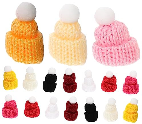 Ciieeo 50 Stück Mini-mütze Miniaturen Zum Basteln Nikolausmütze Stricken Süße Puppenmütze Mini-kuchen-zylinder Miniatur-strickmützen Mini-wollmütze Basteln Hüte Polyester Hut Kunstbedarf