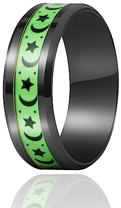 Ring,Der Im Dunkeln Leuchtet – 1 Stück,Modischer Mond Und Stern,Passender Ring Für Damen Und Herren,Aurora-Ring,Leuchtender Ring,Paarringe,Leuchtender Schmuck,Lichtemittierendes Geschenk,Fotof