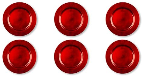 Excelsa Juego de 6 posavasos rojo, plástico PP, reutilizable, diámetro 33 cm.