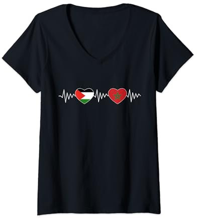 Maroc Palestine Drapeau Palestine Gaza Free Palestine T-Shirt avec Col en V