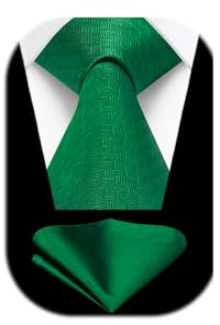 Enlision Grüner Herren Krawatte Hochzeit Einfarbig Krawatte mit Einstecktuch Set Plaid Krawatten & Taschentuch