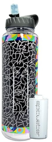 Epic Water Filters Nalgene OG Water Bottle with Filter, USA Made, BPA Free, Removes 99.99% Tap Water Contaminants, Forever Chemicals, Asta Art, 48 oz