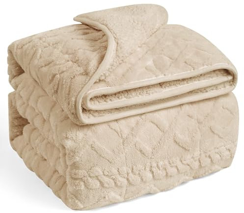 Wemore Gewichtsdecke für Erwachsene, Doppelgröße, 6,8 kg, doppelseitig, weich, flauschig, Jacquard, Sherpa, gewichtete Decken zum Schlafen, gemütliche, flauschige, schwere Strickdecke für Couch, Bett,