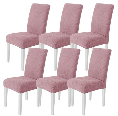 Ystyle Housse De Chaise 6 Pièces, Housse Chaise Salle À Manger Élastique, Lavable Protection Chaise, Moderne Couverture De Chaise pour Décor Salle À Manger, Hôtel Et Mariage, Rose