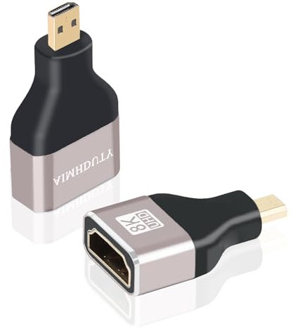 AIMHDUTY Micro HDMI to HDMI Adapter 8K Gold Plated, 2 Pack HDMI Female to Micro HDMI Male Connector, Support 8K@60Hz,4K@120Hz, Compatiable with Camera, Laptop, Projector etc