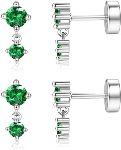 YADOCA Helix Piercings Chirurgenstahl Ohrringe Set für Damen Hypoallergen 14K Vergoldet Piercing Ohr Silber Medizinische Ohrstecker Conch Tragus Piercings -Grün CZ