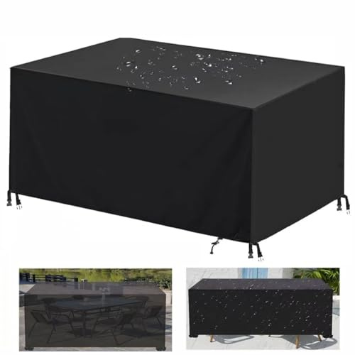 Abdeckung für Gartenmöbel,Rechteckige 420D -Oxford Schutzhülle Gartenmöbel,Wasserdichte Staubfest Anti-UV Abdeckung Gartentisch für Gartentisch Sitzgruppe Schwarz 60×60×60cm