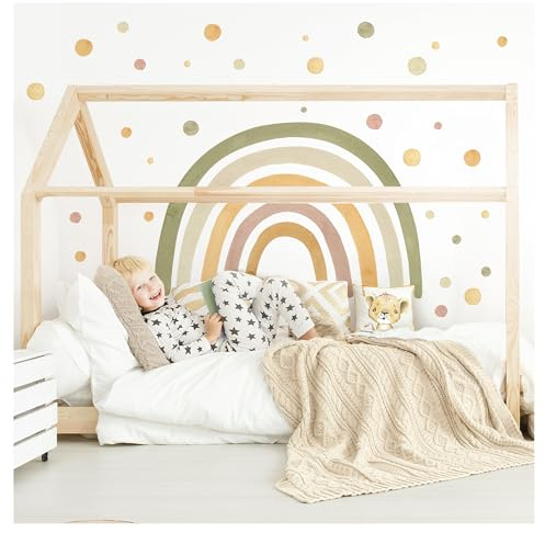 Little Deco Wandtattoo Regenbogen mit Punkten grün gelb DL5082 L