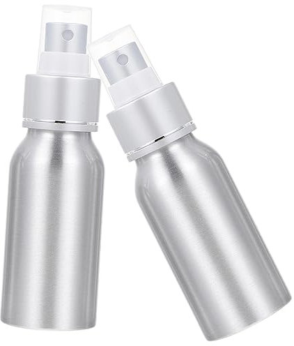 PLAFOPE Wiederbefüllbare Cocktail Sprühflaschen aus Aluminium 2 Stück mit Pp Material 50ml Kompakter Cocktailzerstäuber in Silber für Küche und Home Riegel