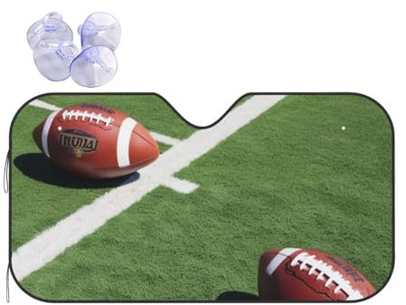 American Football Field and Ball Printed Sun Visor for Car,Car Front Windshield Visor Sun Shade, Thickened Universal