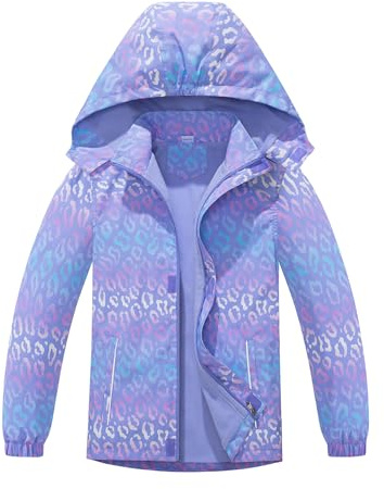 SERENYOU Giacca impermeabile per bambine, foderata in pile, con cappuccio rimovibile, Stile 4, 12-13 Years
