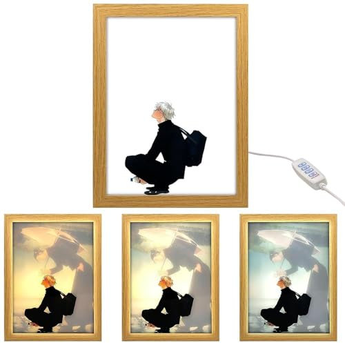 MeYuxg Jujutsu Kaisen Kreative Dekorative Malerei, LED Bilderrahmen Gojo Satoru und Geto Suguru, Beleuchteter Bilderrahmen Helligkeit Einstellbar, Wanddekoration für Zuhause